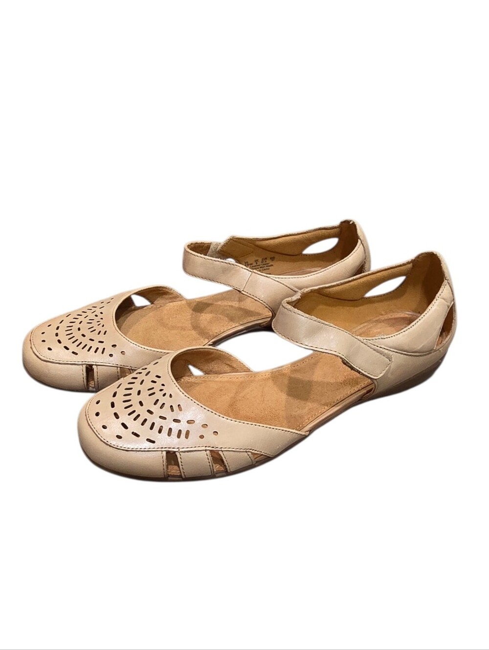 Naturalizer Gail Comfort Nude Mary Jane Flats Beige Leather Size 10 Wide